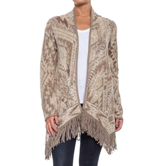 Lucky Brand Sweaters - Lucky Brand NWT Fringed Brushed Knit Cardigan L